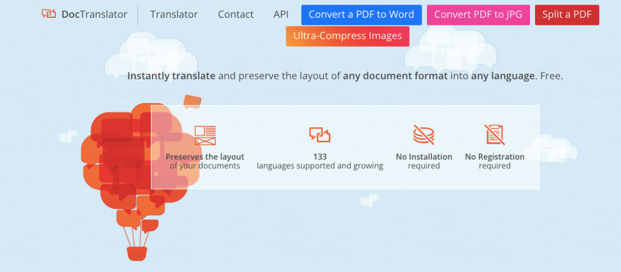 DocTranslator PDF Translator translates PDFs into nearly every language